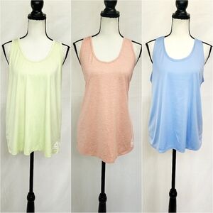 Bundle of 3 Women's Large Pastel Racerback Athleisure Activewear Tank Tops